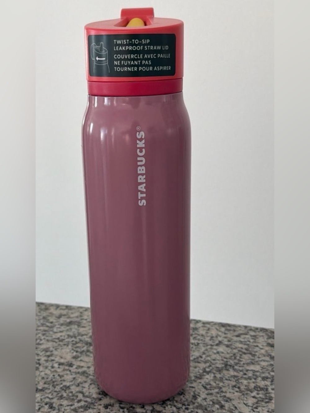 Starbucks Travel Bottle in Mauve with Red Accent